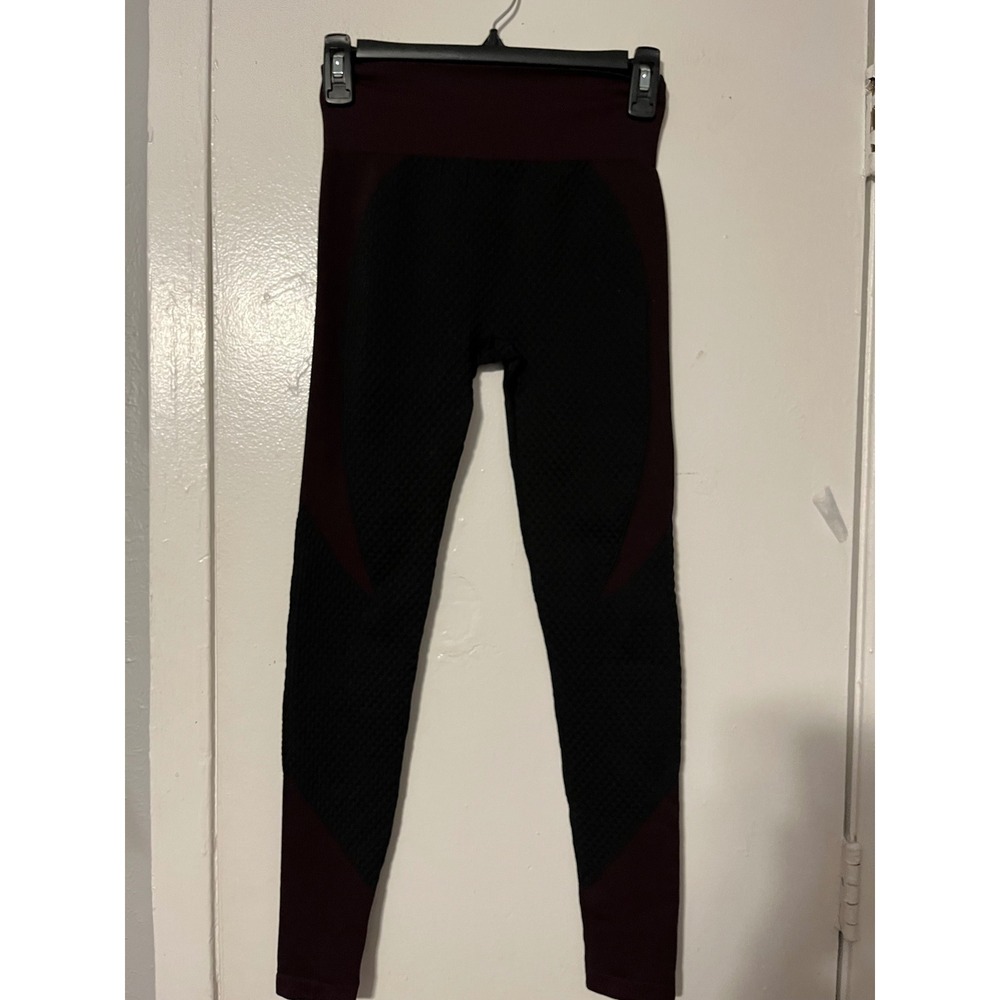 New Mix Women Burgundy Black Honeycomb Textured Seamless Leggings SP18 Small